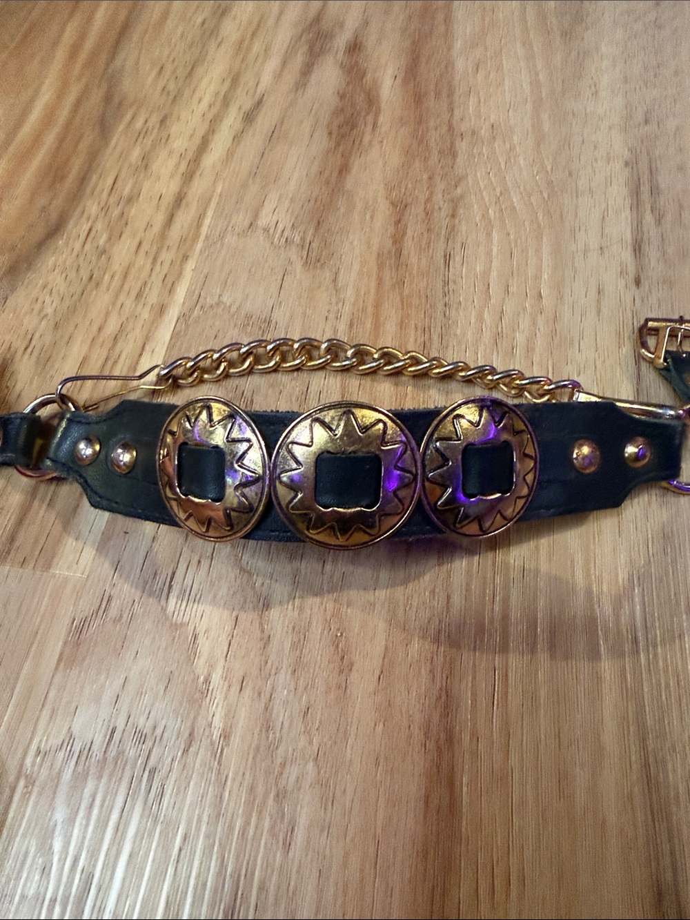 Gold Black Leather conch boot strap Gold Women's Access